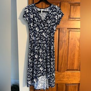 Mia & Tess Navy Floral Midi Hi-Lo Dress